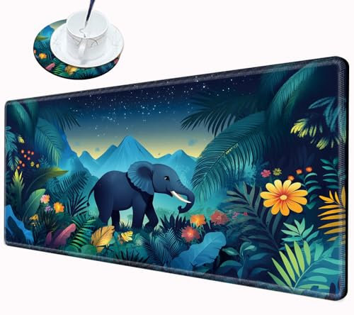 Gaming Mouse Pad Large Mousepad Elephant Desk Mat XXL Big Desk Pad Rubber Base Computer Pad with Stitched Edges Mouse Mat for Work Game Home Office