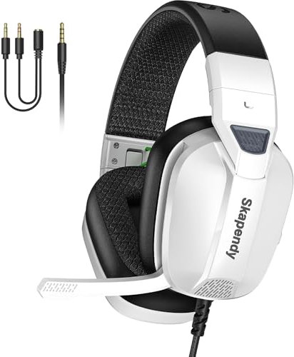 Skapendy VK80 Gaming Headset für Xbox, Ps5, PC, Ps4, Switch - Stereo Surround Sound Noise Cancelling Gaming Kopfhörer mit Mikrofon, Faltbarer kopfhörer, weiß