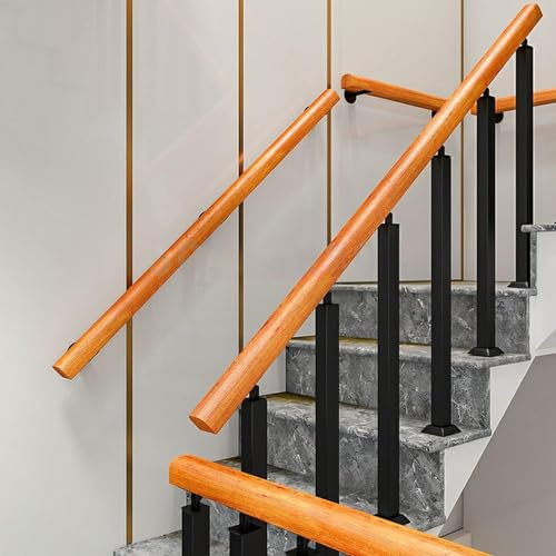 Balaustre de escalera negro para interiores y exteriores, barandilla de hierro forjado para balaustrada y balcón, 120 cm, madera tamaño B, diseño duradero y elegante