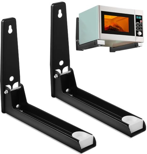 NOLITOY Mikrowellenhalterung Wand, Mikrowelle Halterung aus Edelstahl, Faltbarer Wandhalterung Mikrowelle, Mikrowellen Halterung Ausziehbar, Mikrowellen Halter für Unterbau und Hängende Installation