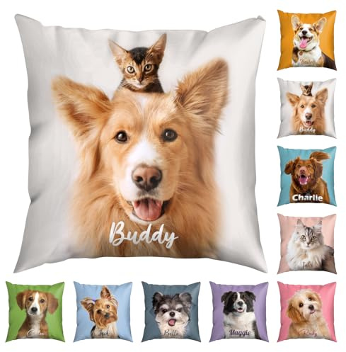 NIBESSER Kissen mit Foto Personalisiert, 40 x 40cm Kissenbezug mit Bild - beidseitig Bedrucken Lassen, Geschenkidee Männer, Frauen, Jahrestag, Geburtstag, Einzug, optional mit Füllung