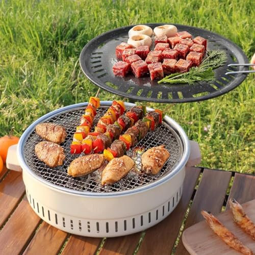 Portable Stainless Steel Charcoal Grill, Mini BBQ Stove for Indoor Outdoor Cooking, Camping, Picnics, and Home Parties