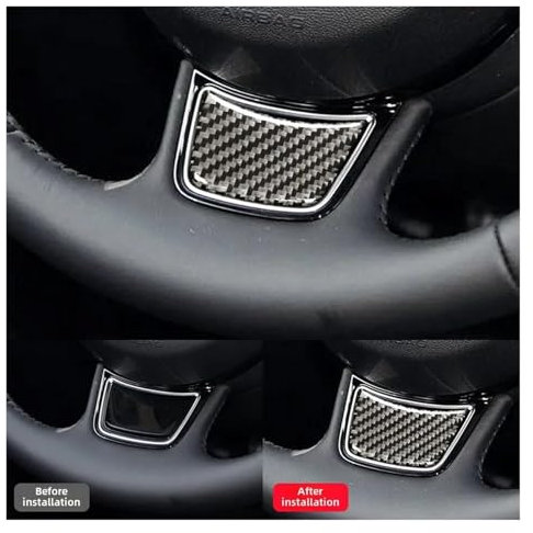 HTZLCO Adesivi for auto, adesivi decorativi con logo for volante in fibra di carbonio, compatibili con la modifica degli interni Audi, adatti for Audi A4L, A6, Q3, Q5, adesivi e decalcomanie for inter