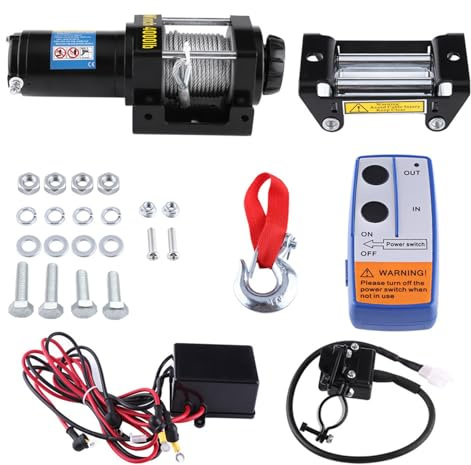 Starrypxl 4000lb Electric Winch 12V 15m Steel Cable Quad Bike Auto ATV Trailer Heavy Duty Reliable Performance