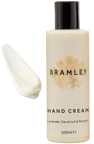 Bramley Hand Cream 100ml, Travel Size Vegan Hand Moisturiser with Lavender, Geranium & Petitgrain Essential Oils, Fast-Absorbing Care for Dry Hands & Nails