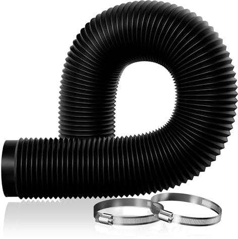 QiCrafe PVC Alu Abluftschlauch 150mm, 5m Flex-Schlauch mit 2 Edelstahl Schlauchschellen, Mobile Klimaanlage, Trockner, Dunstabzugshaube, Abluftventilator und Belüftungssystem
