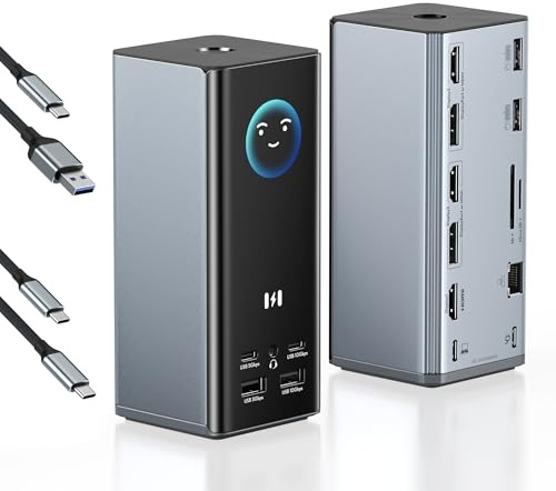 Station d'accueil Docking Station USB C 3 écrans pour Dell/HP/Win&macOS