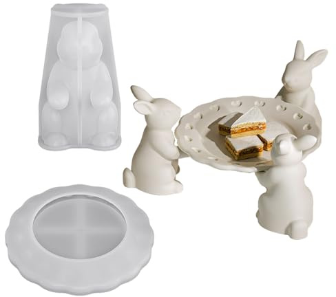 Silikonform mit Hasenmotiv, niedliche 3D-Silikon-Teller, Osterhasen-Tablett-Form – für Urlaub, Geburtstag, Party, Büro, Zuhause, Schreibtisch, Wochentag, Schule, Schlafsaal, Wohnung