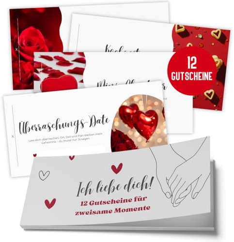 Things of Happiness Gutscheinheft für Paare – 12 romantische Gutscheine für gemeinsame Erlebnisse – Geschenkidee für Frau & Mann – Liebes-Coupons für Dates, Freizeit & Zweisamkeit – Valentinstag