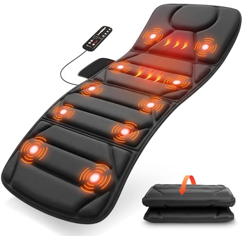 CooCoCo Full Body Massage Mat with Heat, 10 Motors Vibrating Back Massager, Heating Pad for Bed, Sofa, Heating Pad Massage for Dad Mom Men Women Husband Wife