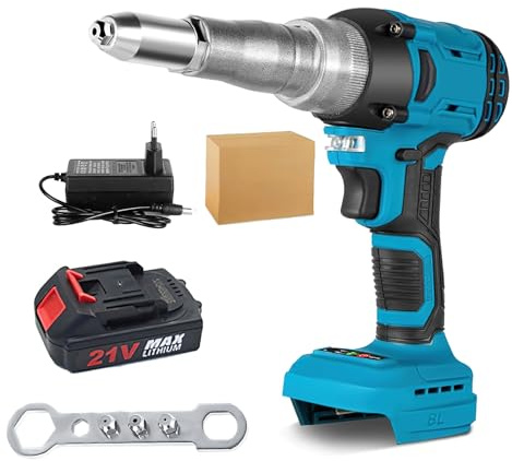 Akku Nietzange für Makita 18V Batterie, 20,000N Bürstenlose Nietpistole, Automatischer Elektrische Popnietenzange für 2.4-5.0 mm Blindnieten, Profi Nietpistole (2000mah Akku*1)