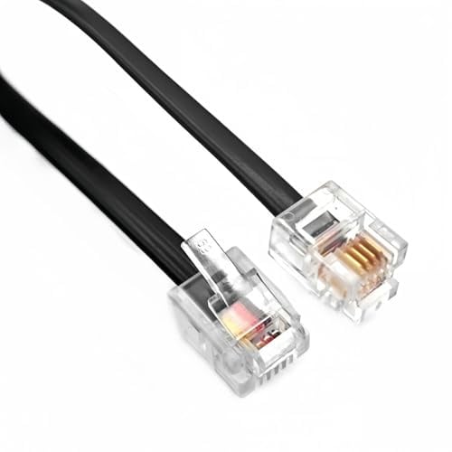 JZK 3M RJ11 6P4C Cavo telefonico, cavo a banda larga ad alta velocità, cavo Internet DSL, cavo ADSL, cavo telefonico piatto per telefono fisso/modem/router, Nero