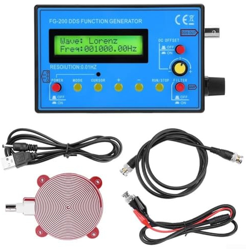 FG-200 DDS Funktionssignalgenerator 0,01 Hz - 500 kHz, 15 Wellenformen Sinus-Quadrat-Dreieck, tragbares Frequenzzähler-Modul für Oszilloskop-Tests