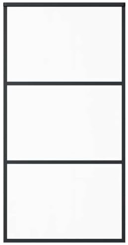 HETFTJN Porta scorrevole in vetro, 102 x 205 cm, colore nero, moderna porta scorrevole in vetro di sicurezza ESG trasparente con telaio in alluminio, divisorio per soggiorno e cucina