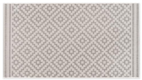 DomDeco In- und Outdoor-Teppich Diamond Raster Ecru 80x150cm aus Kunststoff für Innen und Außen