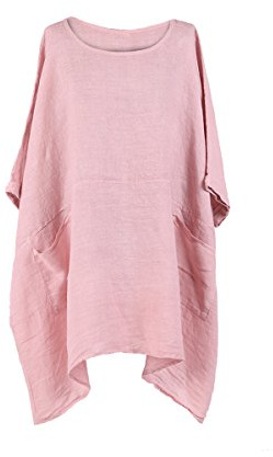 LushStyleUK New Ladies Italian Plus Size Plain Linen Tunic Top Women Lagenlook Top Plus Size