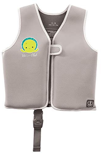 bblüv - Näj - Veste de Natation Évolutive en Néoprène avec Flotteurs pour Enfants, Gris, (3-6 Ans)