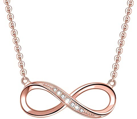 AMIGUO Infinity Necklaces for Women, 925 Sterling Silver Necklace Infinite Pendant Jewelry Rose Gold Plated