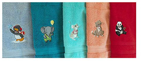 Besticktes Gästehandtuch Kinderhandtuch mit Tieren Name