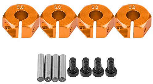 Tbest Radmitnehmer 12 mm, Radnabenadapter für HSP Sakura 1/10 Scale RC Car 1/10 Radmitnehmer Modellbau Spurverbreiterung(5mm-Gold)