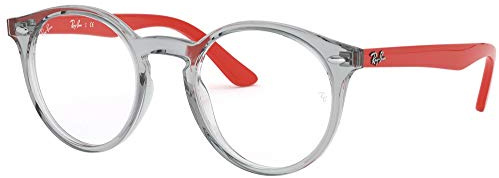 Ray-Ban Junior Kids' RY1594 Round Prescription Eyeglass Frames, Transparent Grey/Demo Lens, 44 mm