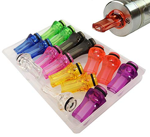 CESFONJER 16 Pcs Piatto bocchino Drip Tip Materiale | 510 Plastic Drip Tips 510 Bocchini 25 mm Lunghezza (8 colori Mix)