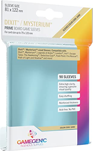 Gamegenic, Prime Dixit Sleeves, Zubehör | 90 Hüllen pro Packung, Hüllengröße: 81 x 122 mm, Kartengröße bis zu 79 x 120 mm, Sleeve Code: Sand, Farbe: Transparent
