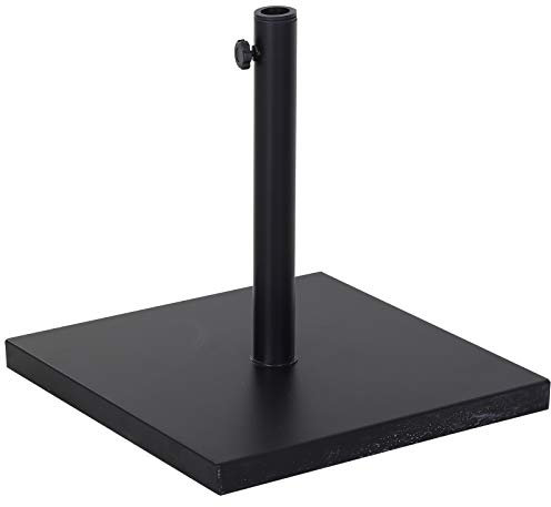 Outsunny Base para Sombrilla de Jardín Peso Neto 18 kg Soporte Pie para Parasol Apto para Postes de Ø35mm/Ø38mm/Ø48mm para Jardín Patio Negro 45x45x39 cm