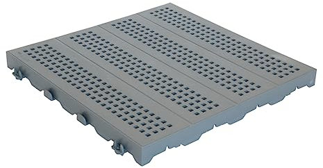 WUEFFE Piastrella in plastica 40x40h3,3 - mattonella Forata drenante Giardino Campeggio (Grigio, 1 Pezzo)