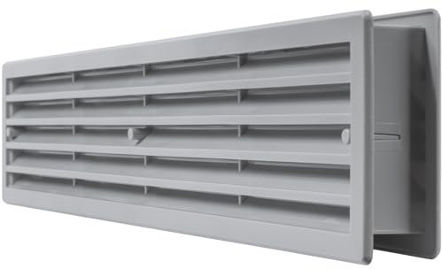 Repa Market 45 x 9.2 cm / 450 mm x 92 mm Graue Kunststoff-Türlüftungsabdeckung – rechteckige tuerlueftungsgitter – Lüftungsschlitze – zweiseitiges Schutzgitter – Lüftungsgitter-Möbel-Belüftun