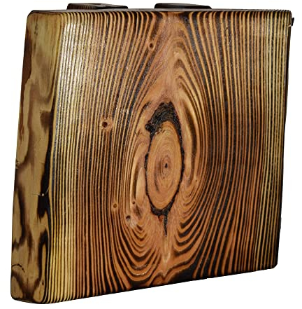 Blockholz-Schmiede LED Wandleuchte Geflammt Innen - Rustikale Holz Wandlampe für Flur, Treppenhaus, Schlafzimmer - Inklusive Leuchtmittel