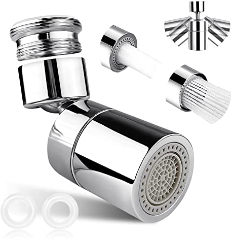 Wasserhahn Luftsprudler,2 SprüHfunktion Wasserhahn Strahlregler M24 M22 80° GroßEr Winkel Einstellbar 360 Grad Schwenkbarer Doppelfunktional Wassersparender für KüChe/Bad Wasserhahn Aufsatz