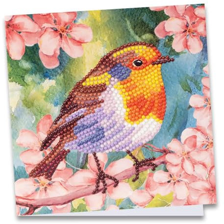 Ideen mit Herz Diamond-Painting-Grußkarte | 16 x 16 cm | 370 g/m² | inkl. Umschlag & Werkzeug (Rotkehlchen)