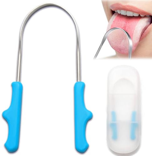 Tongue Scraper with Case,Stainless Steel Tongue Scrapers for Adults Cleaner Fights Bad Breath Oral Care