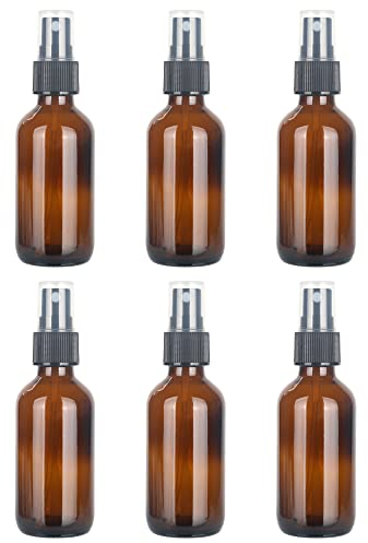 Magic Season Botellas redondas de vidrio Boston (ámbar/2 onzas con pulverizador/6 piezas)