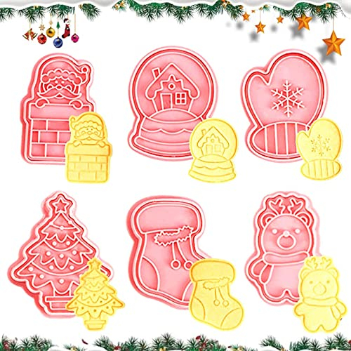 Cortadores de Galletas de Navidad, 6 Pcs Cortadores de Galletas, Cortadores Galletas 3D, Cortador de galletas para niños, Molde Galletas Set