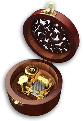 BinkeGG Braune Spieldose Holz Uhrwerk Ausgehöhlt Kreisförmige Spieluhr mit Sankyo Musik Mechanismus (Option 65 Melodien) (My Neighbor Totoro (Tonari no Totoro))
