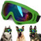 Große Hunde-Sonnenbrille mit verstellbarem Riemen, UV-Schutz, winddicht, geeignet für mittelgroße und große Hunde, Augenschutz, weiche Hundebrille (grüner Rahmen)