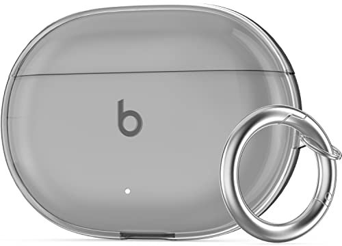 NIUTRENDZ Clear Case for Beats Studio Buds Case Soft TPU Protective Cover with Carabiner Compatible with Beats Studio Buds (Clear Black)
