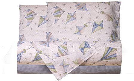 Smart Deco Home Completo letto lenzuola federe letto stampa fantasia 100% Cotone Made in Italy MATRIMONIALE AQUILONI AZZURRO