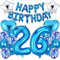 Ouceanwin Luftballon 26. Geburtstag Deko Mann, Blau Geburtstagsdeko 26 Jahre Männer, Folienballon Happy Birthday Deko 26. Geburtstag Mann Frauen, Ballons 26. Geburtstags Dekoration Set