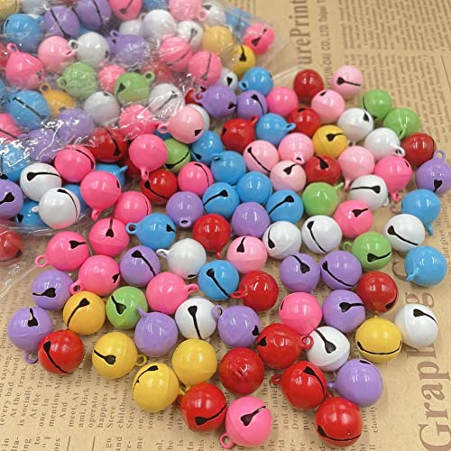 SHTGOI 50 Stücke Glöckchen Schellen Glocke 14mm Bunt Kleine Glocken Metallglöckchen Schlittenglocken Bastelglocken für Weihnachtsdekoration Schmuckherstellung Haustierhalsbänder Schlüsselbund