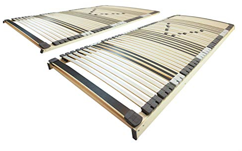 AM Qualitätsmatratzen Ergonomischer 7-Zonen Lattenrost - 180x200 cm - fertig montiert - 44 Leisten - NV Starr - Holmabsenkung für Schulter und Becken - 180x200cm