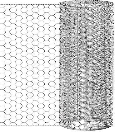 Chicken Netting Wire Mesh Roll, 60cm x 5m Galvanized Hexagonal Chicken Wire Mesh Garden Netting for Home Crafts Projects, Vegetables Protection, 25mm Hole, Easy to Cut (Galvanized Silver)