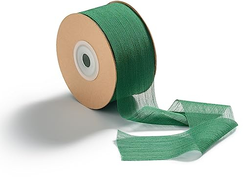 CHUQING Geschenkband Weihnachten Grün Schleifenband Band Stoffband Dekoband für Hochzeit Valentinstag Deko (38mm, 22,8m),Dunkelgrün