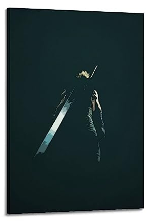 Simple Cloud FF7 Poster, dekoratives Gemälde, Leinwand-Wandposter und Kunstdruck, modernes Familienschlafzimmer-Dekor-Poster, 60 x 90 cm