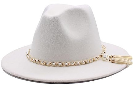 GRFIT Fedora Trilby Filzhut Hut Lässiger Hut Herrenmode Retro Outdoor Sonnenhut Mode Jazz Hut M(56-58cm) Weiß