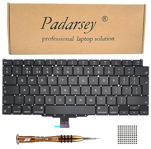 Pardarsey Replacement UK Version Keyboard Compatible with MacBook Air Retina 13 M1 A2337 Late 2020 Year UK Version+Keyboard Screws+Screwdriver