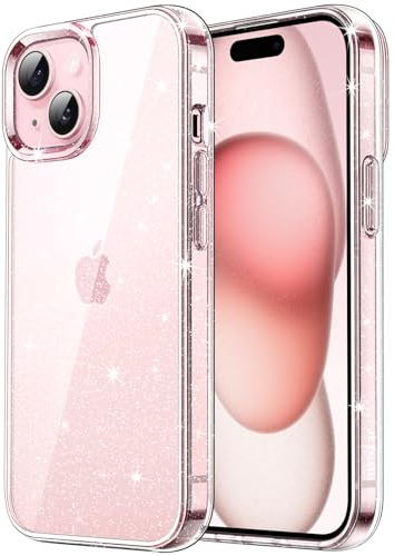 JETech Glitter Case for iPhone 15 Plus 6.7-Inch, Bling Sparkle Shockproof Phone Bumper Cover, Cute Sparkly for Women and Girls (Clear)