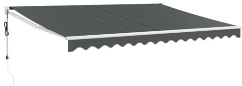 vidaXL Markise, Sonnenmarkise mit Kurbel Automatisch, Gelenkarmmarkise für Terrasse Balkon, Sonnenschutz Terrassenmarkise Balkonmarkise, Anthrazit 4,5x3m